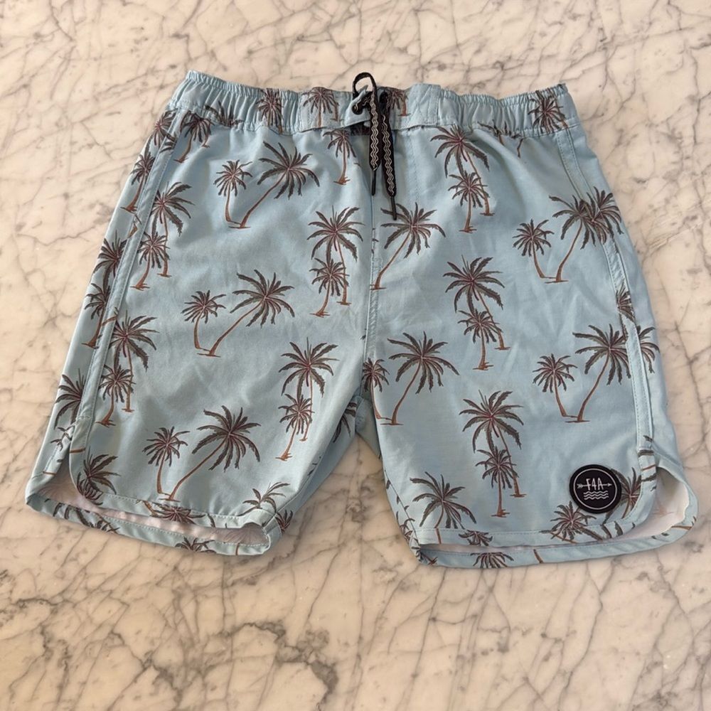 Feather 4 Arrow Palm Tree swim trunks. Boys size 14